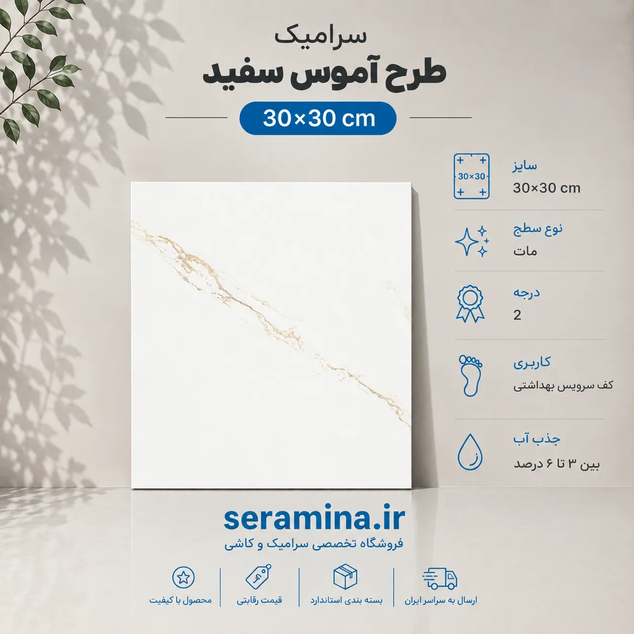 آموس سفید 30×30