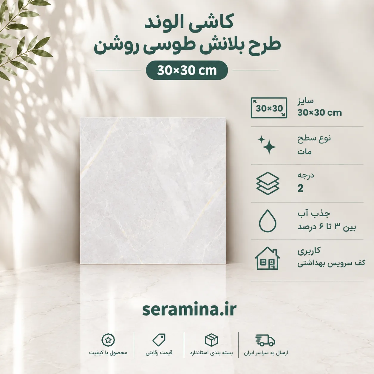 بلانش طوسی روشن 30×30 (درجه ۲)