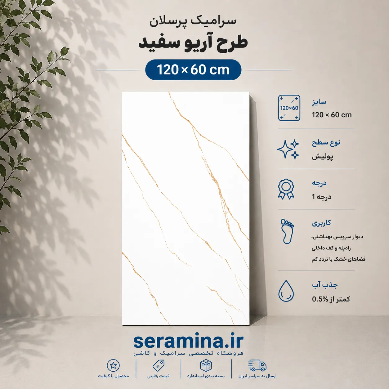 آریو سفید 120×60