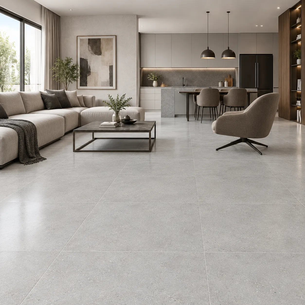 سرامیک سمنت طوسی روشن مات 60*60 درجه ۴ رزنتایل